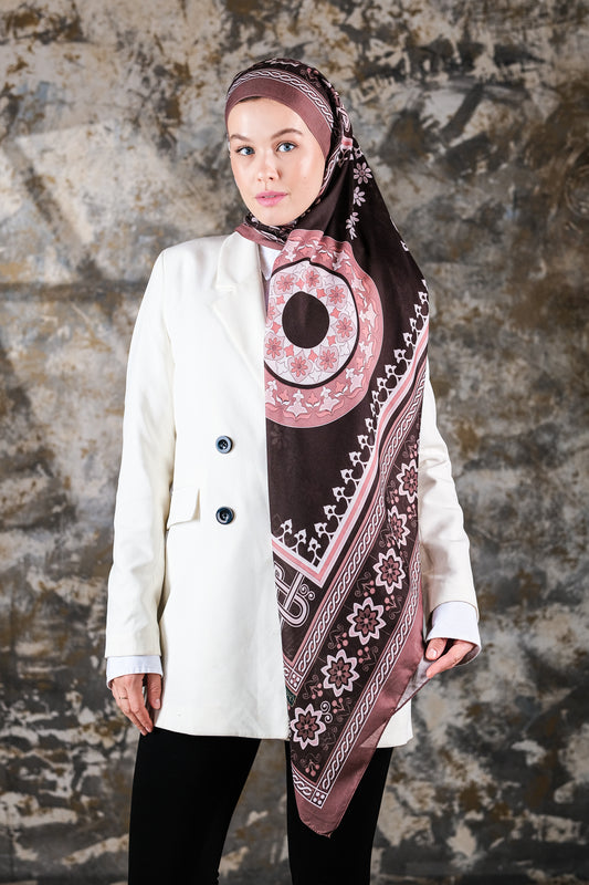 Nava Desen Soft Vual Şal Kahverengi