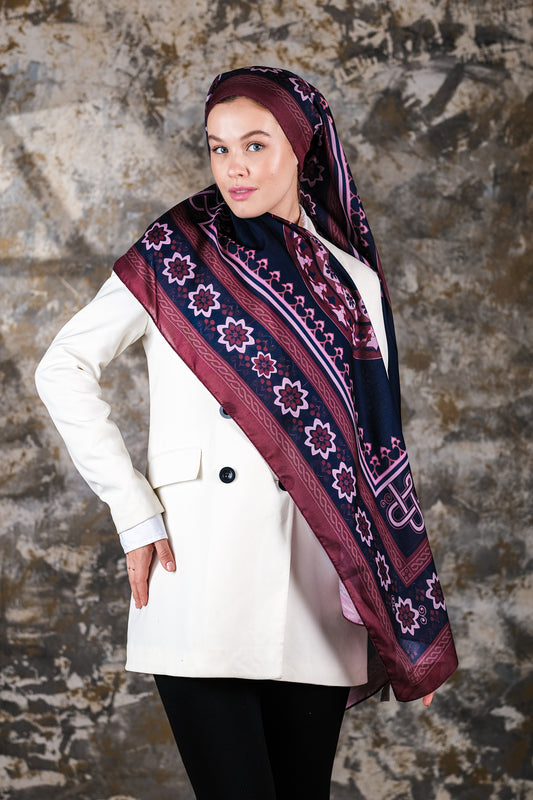 Nava Desen Soft Vual Şal Gece Bordo