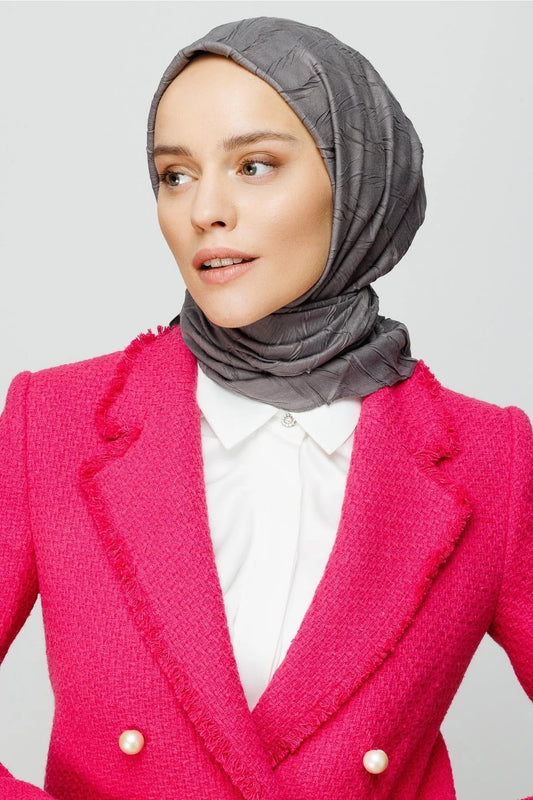 Piliseli Bambu Eşarp Koyu Gri